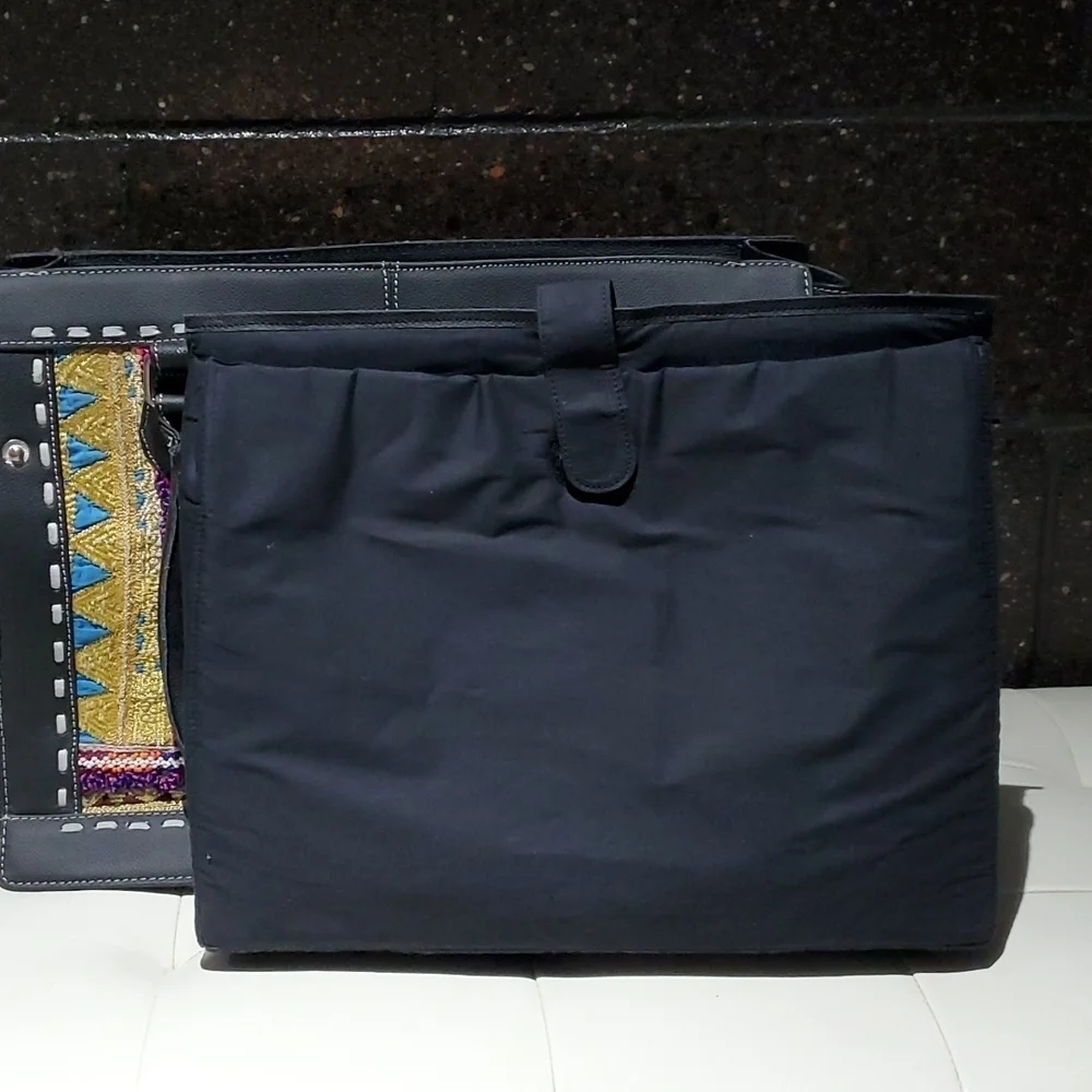 VINTAGE-ADDICTION LARGE  ARTISAN AFGHANISTAN DESIGN TOTE BAG BLACK